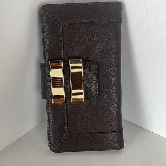 Chocolate Brown Wallet Gold Enameled Hardware - Picture 2 of 8